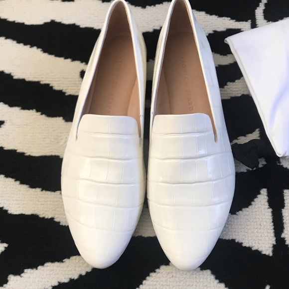 NWT Veronica Beard Griffin White Croc Embossed Slip On Loafer Size 7.5 - Picture 8 of 11